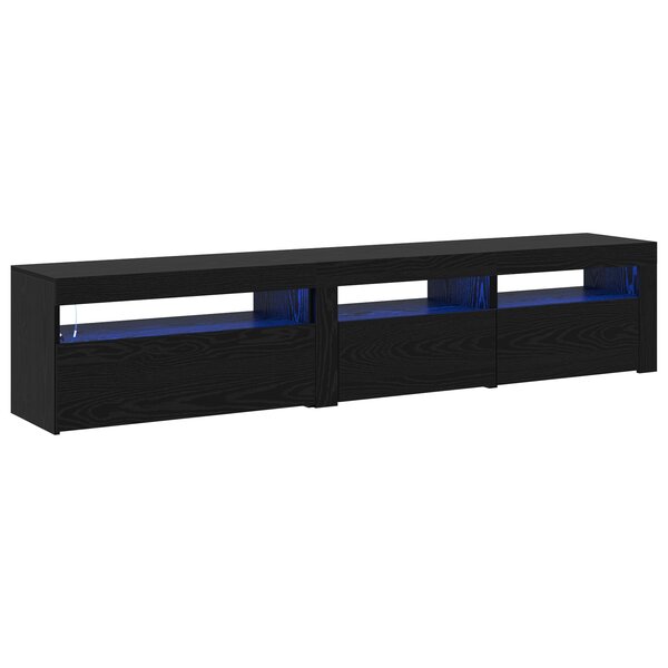 Coffres TV vidaXL 2 Pièces avec lumières LED en bois d'ingénierie noir chêne