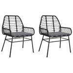 vidaXL Chaises de jardin lot de 2 avec coussins noir résine tressée