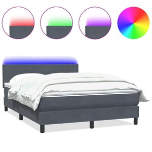 vidaXL Sommier à lattes de lit et matelas et LED gris foncé 160x210cm velours