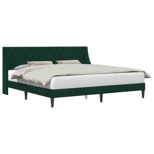vidaXL Cadre de lit avec tête de lit Vert foncé 180 x 200 cm Velours