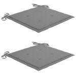 vidaXL Chaises de jardin avec coussins gris lot de 2 Bois teck massif