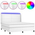 vidaXL Sommier à lattes de lit matelas LED Blanc 180x200 cm Similicuir
