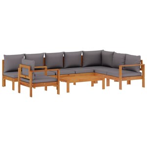 vidaXL Salon de jardin avec coussins 6 Pièces bois d'acacia solide