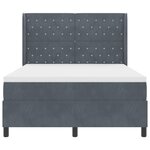 Lit Box Spring vidaXL avec Matelas Gris Foncé 160x200 cm Velours