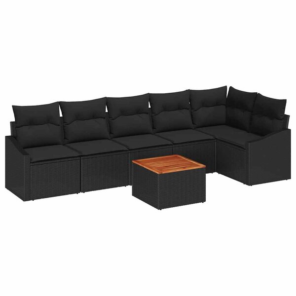 vidaXL Ensemble de canapé de jardin 7 Pièces Noir