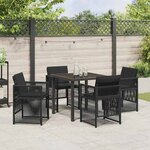 vidaXL Ensemble de salle à manger pour jardin 5 Pièces Noir Poly rotin