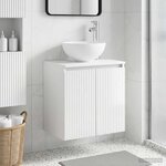 vidaXL Vanité de lavabo mural Blanc brillant 49 5 x 35 x 63 cm