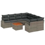 vidaXL Ensemble de canapé de jardin 9 Pièces Gris