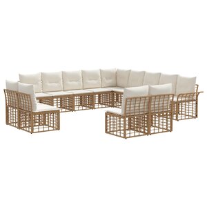 vidaXL Ensemble de canapés d'extérieur 13 Pièces Blanc Naturel et Crème