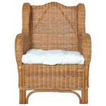 vidaXL Canapé avec coussin Marron clair Rotin naturel et lin