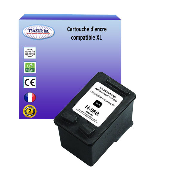 Cartouche compatible avec HP PhotoSmart 7268, 7345, 7350, 7445, 7450 remplace HP 56 - Noire - 22ml - T3AZUR
