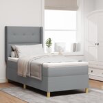 Lit Box Spring vidaXL avec Matelas & Lumière LED Gris clair 80x200 cm Tissu