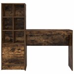 vidaXL Bureau avec tiroir avec étagère avec stockage 2 Pièces Chêne fumé