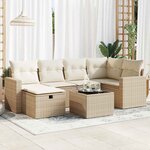 vidaXL Salon de jardin avec coussins 7 Pièces beige résine tressée