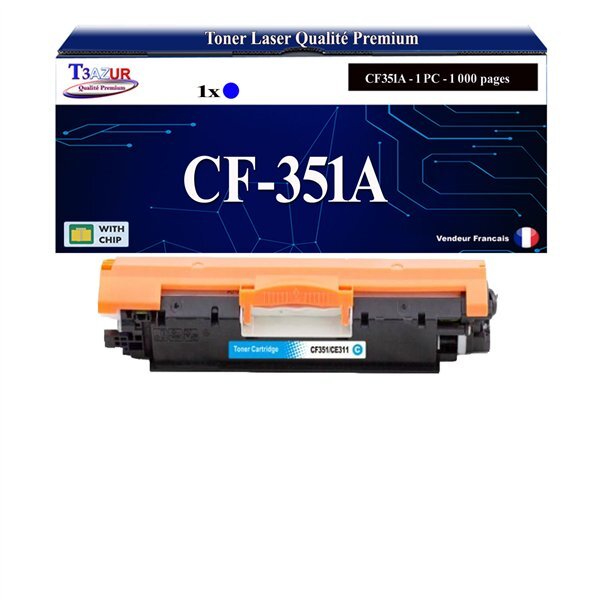 T3AZUR - Toner compatible avec CF351A pour HP LaserJet Pro MFP M176n M177fw - Cyan