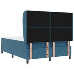 Lit Box Spring vidaXL avec Matelas Bleu Foncé 160x200 cm Velours