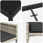 Ensemble de salle à manger jardin 5 pièces vidaXL avec coussins en poly rattan gris clair