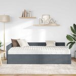 vidaXL Cadre de lit d'angle avec matelas Autre 2 Pièces Gris Velours