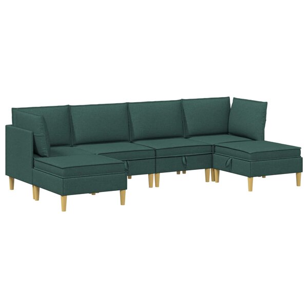 vidaXL Canapé modulaire avec rangement 6 Pièces Vert foncé Tissu