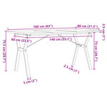 vidaXL Table à manger cadre en Y 160x80x75 5 cm bois pin massif fonte
