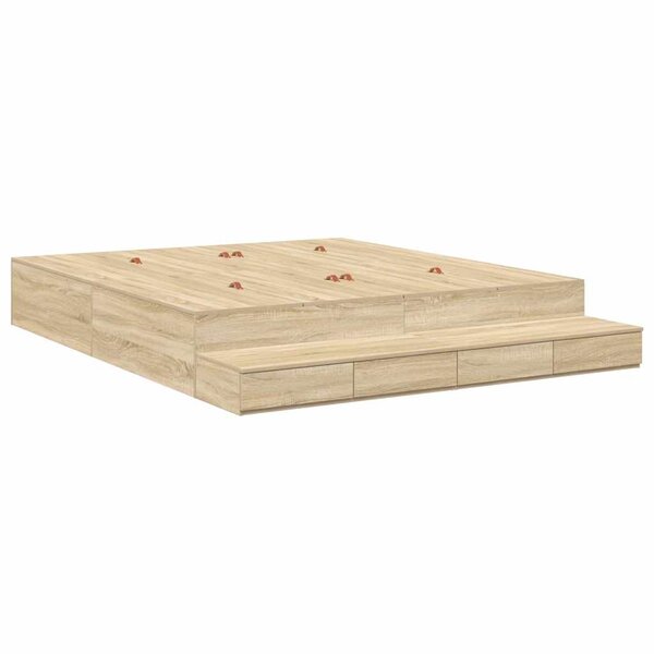 vidaXL Cadre de Lit de Rangement en Chêne Sonoma 180x200 cm