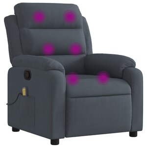 vidaXL Fauteuil inclinable de massage gris foncé velours