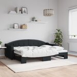 vidaXL Lit de jour avec lit gigogne noir 80x200 cm tissu