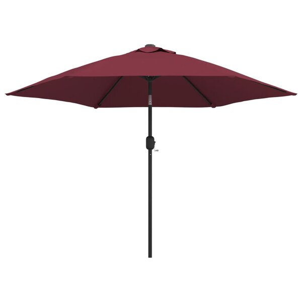 vidaXL Parasol de jardin avec lumières LED mât en acier rouge bordeaux