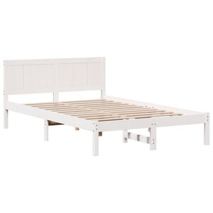 vidaXL Cadre de lit blanc Blanc Bois de pin massif 140 x 190 cm Durable