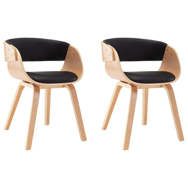 vidaXL Chaises à manger lot de 2 noir bois courbé et similicuir