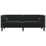 vidaXL Canapé Chesterfield avec traversins 3 places noir velours