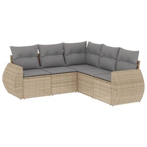 vidaXL Salon de jardin avec coussins 5 Pièces beige résine tressée