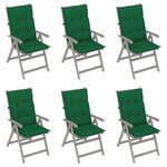 vidaXL Chaises inclinables de jardin 6 Pièces avec coussins Bois d'acacia