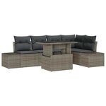 vidaXL Ensemble de canapé de jardin avec coussin 6 Pièces Gris Poly rotin