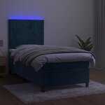 vidaXL Sommier à lattes de lit matelas LED Bleu foncé 90x190cm Velours