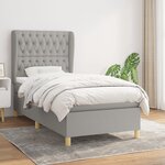 vidaXL Sommier à lattes de lit et matelas Gris clair 90x190 cm Tissu