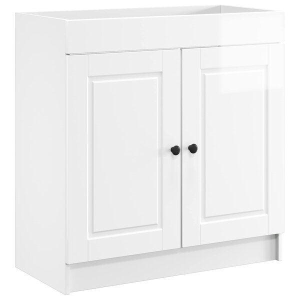 vidaXL Armoire sous évier de salle de bain Blanc brillant