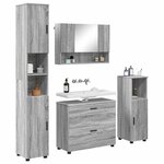 vidaXL Ensemble de mobilier de salle de bain 4 Pièces Gris Sonoma