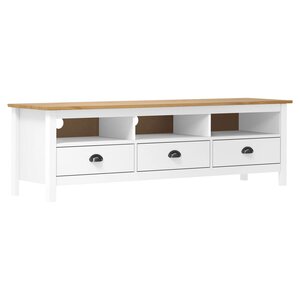 vidaXL Meuble TV Hill Range Blanc 158x40x47 cm Bois de pin solide