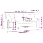 vidaXL Canapé 3 places avec oreillers décoratifs bleu 180 cm velours