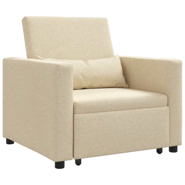 vidaXL Canapé Lit Simple avec des roues Crème 90 x 165 x 87 cm tissu