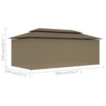 vidaXL Belvédère avec rideaux 600x298x270 cm Taupe 180 g/m²