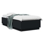 vidaXL Cadre de lit avec LED sans matelas noir 90x200 cm