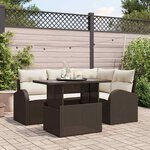 vidaXL Ensemble de canapé de jardin 5 Pièces Marron Poly rotin