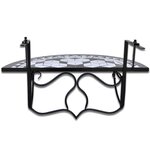 vidaXL Table suspendue de balcon Noir et blanc Mosaïque