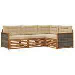 vidaXL Ensemble de canapés d'extérieur 4 Pièces Naturel et Beige