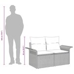 vidaXL Sofa de jardin 2 places avec coussins en poly rattan noir