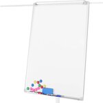 Chevalet de conférence sur roulettes réglable en hauteur 60 x 90 cm 2 bras extensibles magnétique effaçable incluant aimants papiers éponge paperboard tableau magnétique blanc