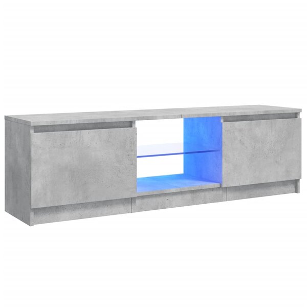 vidaXL Meuble TV avec lumières LED gris béton 120x30x36 cm