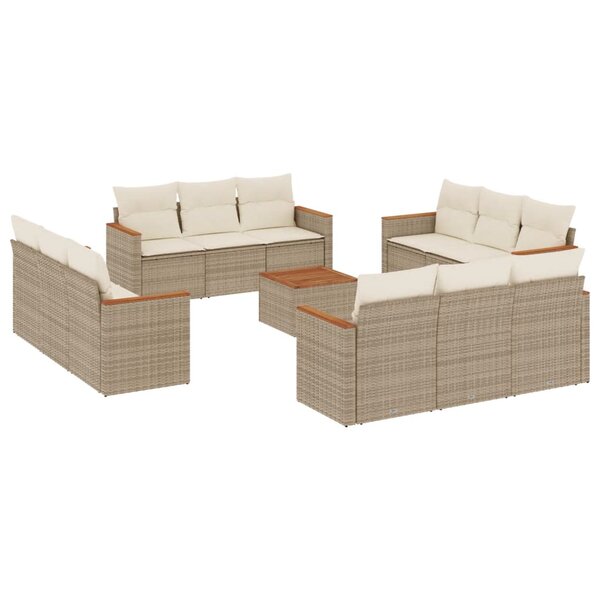vidaXL Salon de jardin avec coussins 13 Pièces beige résine tressée